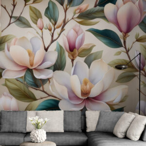 Fototapety z magnoliami, bezszwowe fototapety do sypialni i salonu „Ogromne magnolie”