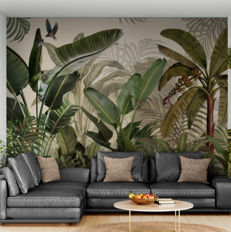 Fototapety tropikalne, nowoczesne bezszwowe fototapety z roślinami „Tropikalny chór” - obrazek 2