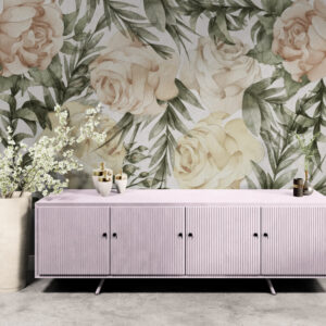 Fototapety z motywem róż, bezszwowe fototapety kwiatowe „Akwarelowe róże”