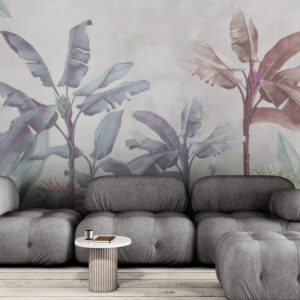 Fototapety tropikalne, bezszwowe fototapety z palmami do sypialni, salonu i biura „Dwie bananowe palmy”