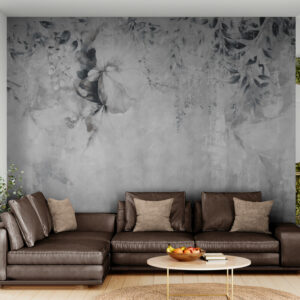 Abstrakcyjne fototapety w szarych tonach, fototapety winylowe i flizelinowe z kwiatami, bezszwowe fototapety „Abstrakcyjny ogród”