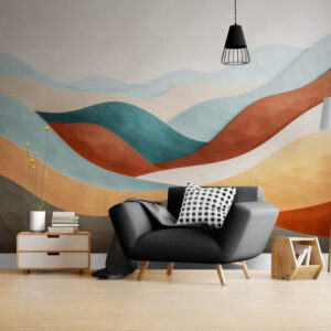 Abstrakcyjne fototapety z falami, jasne bezszwowe fototapety do wnętrza „Jasne góry”