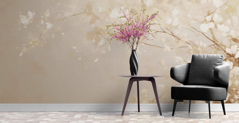 Fototapeta z neutralnym wzorem, winylowa fototapeta kwiaty "Delikatne płatki" - obrazek 2