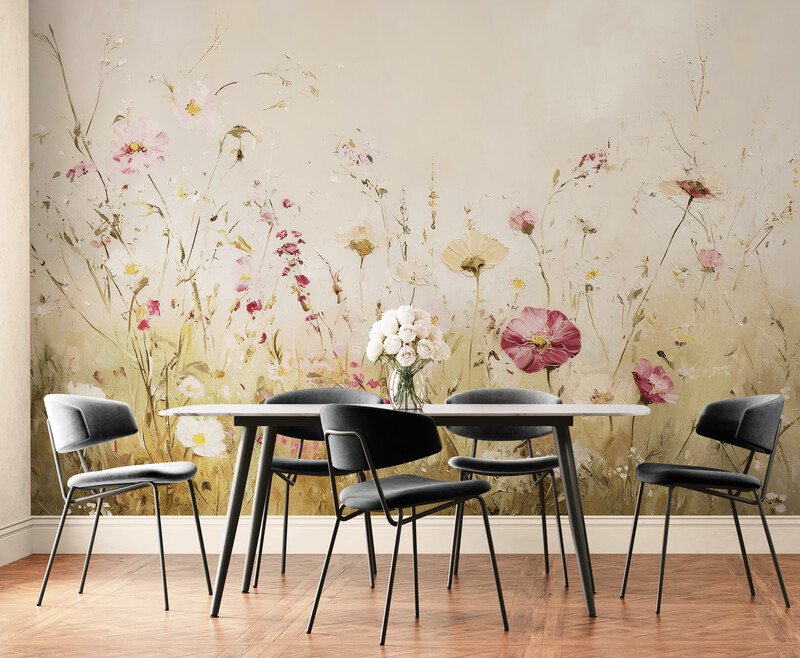 Fototapeta z nadrukiem kwiatowym, winylowa fototapeta z polnymi kwiatami "Kwitnące pole" - obrazek 3