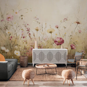 Fototapeta z nadrukiem kwiatowym, winylowa fototapeta z polnymi kwiatami "Kwitnące pole"