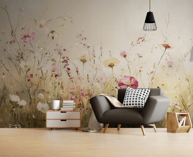 Fototapeta z nadrukiem kwiatowym, winylowa fototapeta z polnymi kwiatami "Kwitnące pole" - obrazek 2