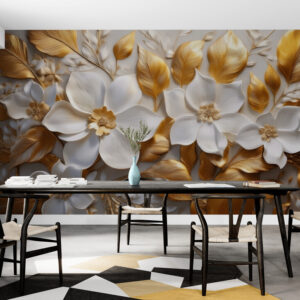 Fototapeta kwiatowa z efektem 3D "Złoty kwiat"