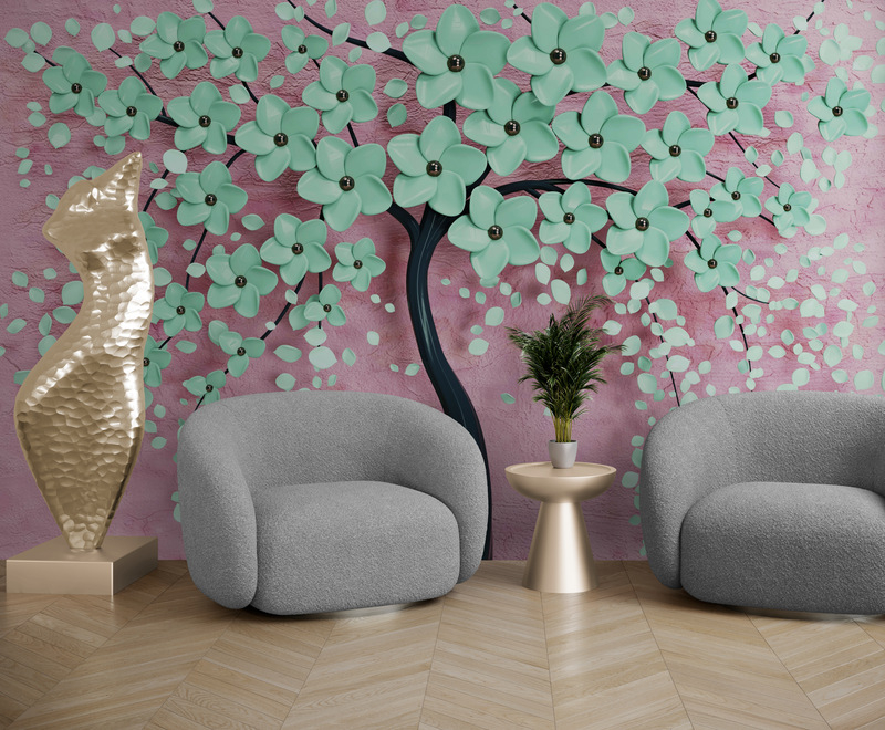 Fototapeta 3D z nadrukiem kwitnącego drzewa "Kwitnąca Sakura" - obrazek 3