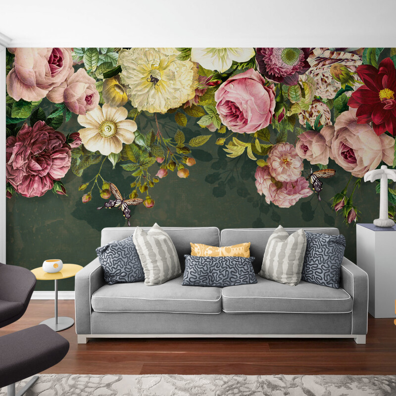 Fototapeta z kwiatami, fototapeta winylowa z akcentem do domu "Jasne kwiaty"