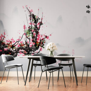 Fototapeta w stylu japońskim z kwiatami sakury, „Gałąź kwitnącej wiśni”