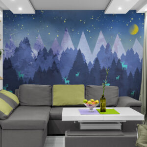 Fototapeta do pokoju dziecięcego, ekologiczna fototapeta dla chłopca "Nocny Las"